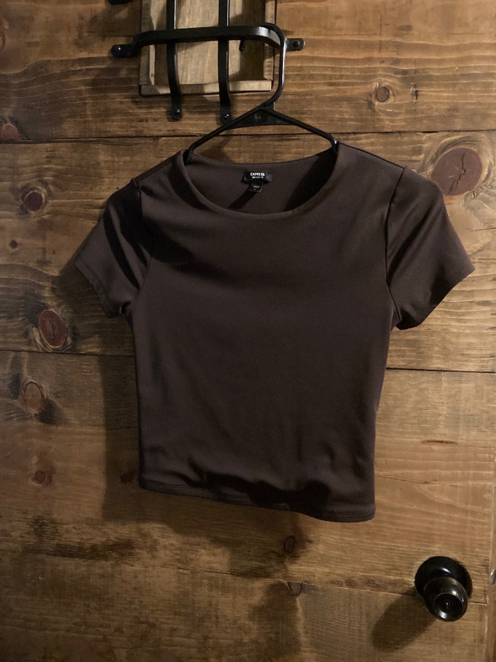 express contour compression crop top brown espresso chocolate xs